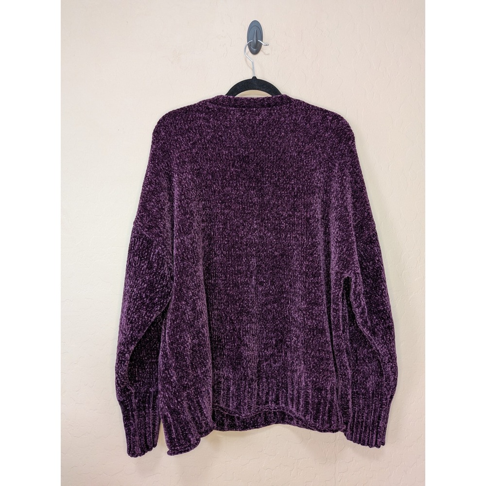 Seven7 Womens XXL Chenille Sweater Blackberry Wine Purple Crewneck Cozycore - Picture 2 of 7